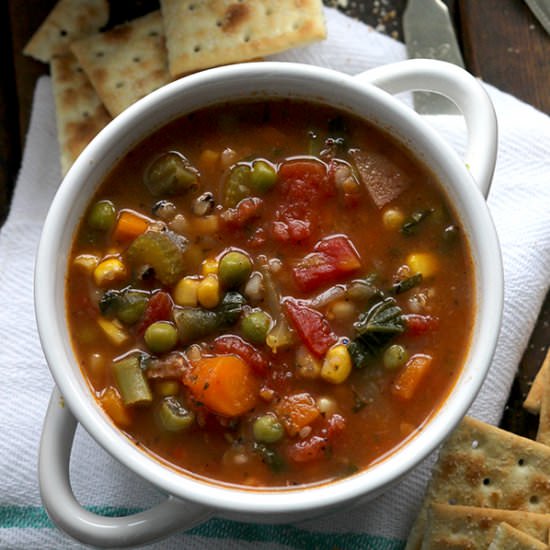 Thick + Hearty Vegetable Soup - Recipe photo by simplegreenmoms
