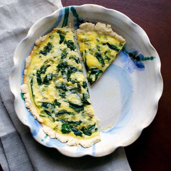 Spinach, Gouda, Green Onion Quiche - Recipe photo by doublethyme