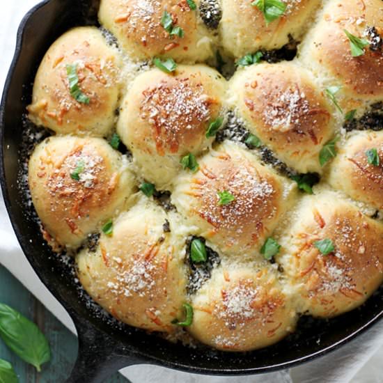 Parmesan Pesto Skillet Rolls - Recipe photo by girlversusdough
