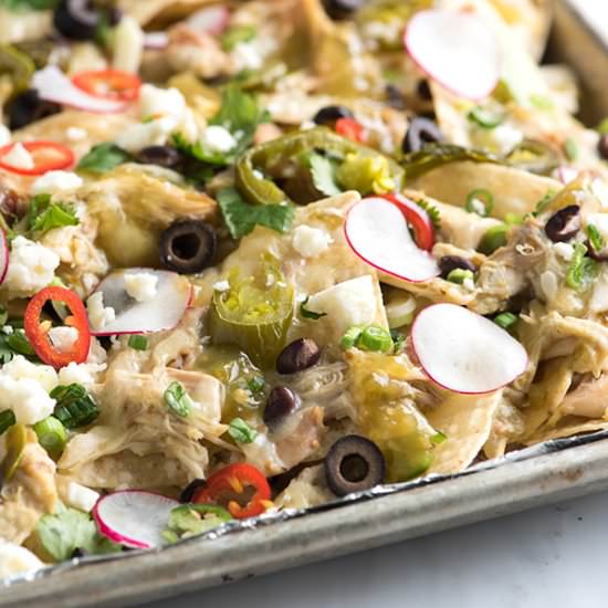 Salsa Verde Chicken Nachos - Recipe photo by inspiredtaste