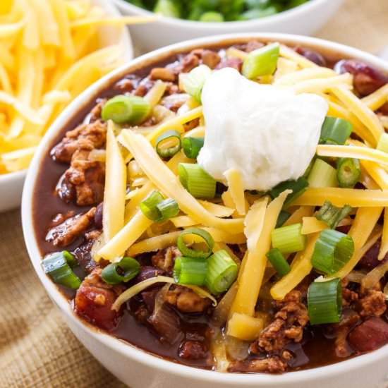 Slow Cooker Cincinnati Turkey Chili - Recipe photo by Recipe Runner