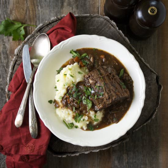 Braised Beef w/ Red Wine + Rosemary - Recipe photo by RelishingIt