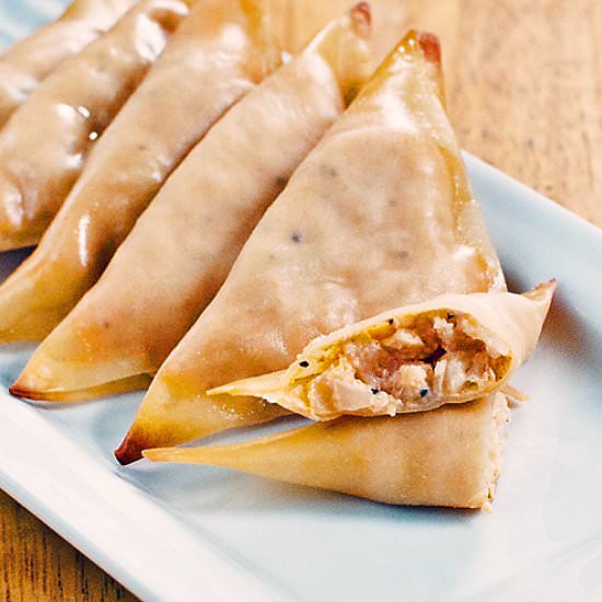 Buffalo Cauliflower Wontons - Recipe photo by baked in