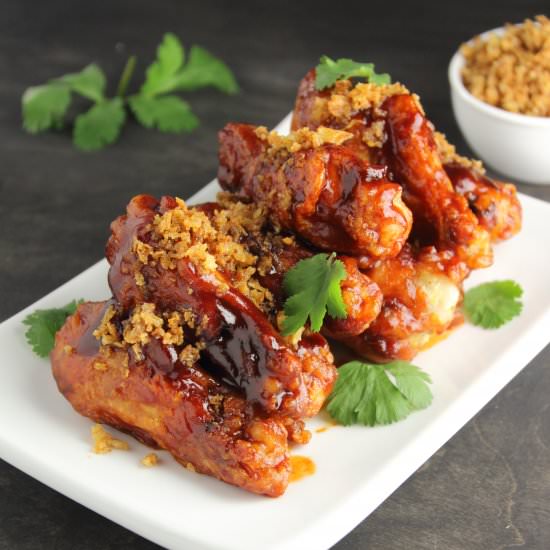 Asian Wings with Crispy Onion Crumb - Recipe photo by brisketandbagels