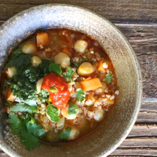 Spicy Chickpea and Bulgur Soup - Recipe photo by Petit World Citizen