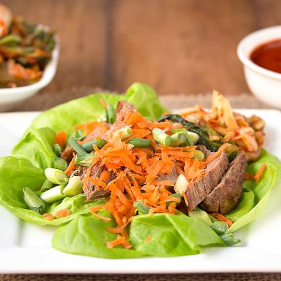Korean-Style Steak Lettuce Wraps - Recipe photo by veggiesbycandlelight
