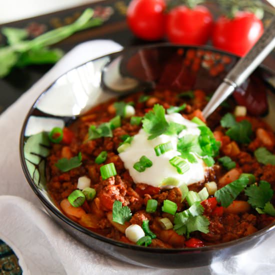 Healthy Chicken Chili with Beer - Recipe photo by GlamorousBite