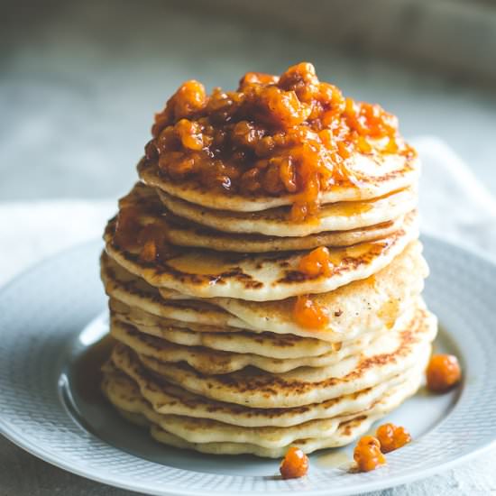 Rice Flour Pancakes + Cloudberries - Recipe photo by bakingmagique