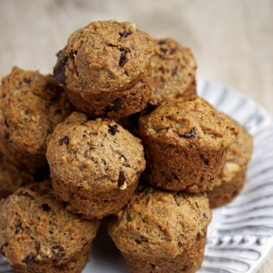 Chocolate, Walnut & Banana Muffins - Recipe photo by From the Athletes Kitchen
