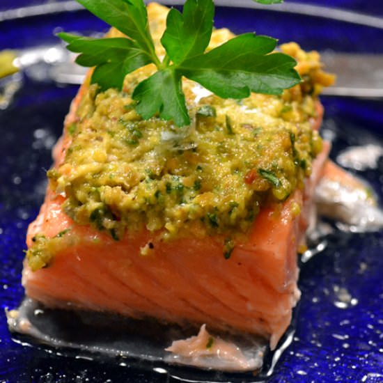Oven Braised Salmon with Pistachio - Recipe photo by labellasorella