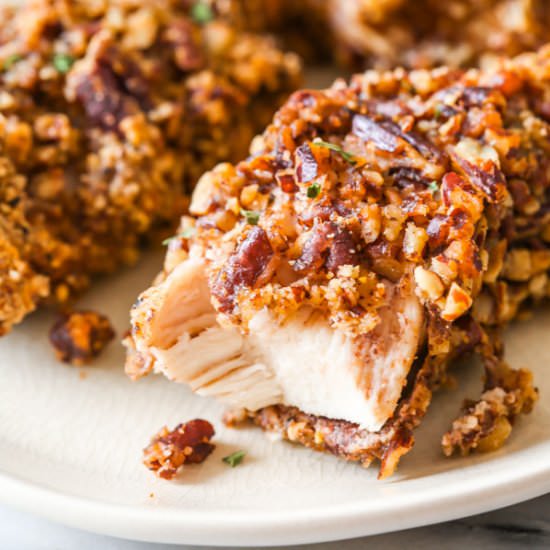 Baked Pecan Crusted Chicken Fingers - Recipe photo by sallysbakingaddiction