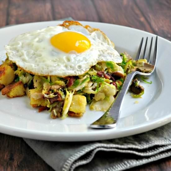 Sweet Potato Brussels Sprout Bacon - Recipe photo by PinchandSwirl