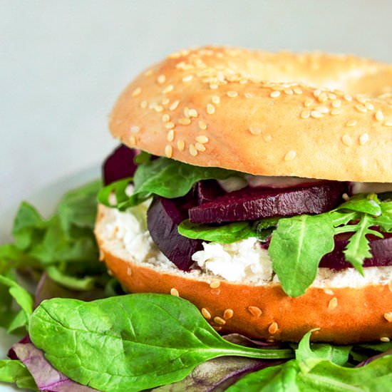 Beetroot and Horseradish Bagels - Recipe photo by mintandrosemary