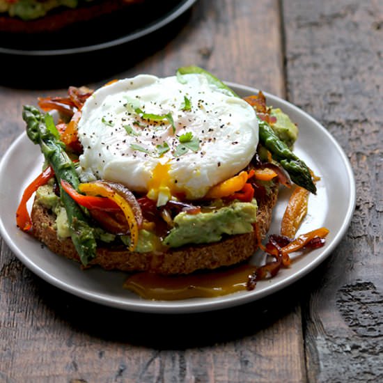 Smashed Avocado Toast + Veggies - Recipe photo by simplegreenmoms