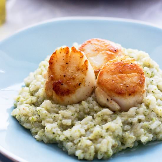Oven-Baked Risotto with Scallops - Recipe photo by cookingforkeeps