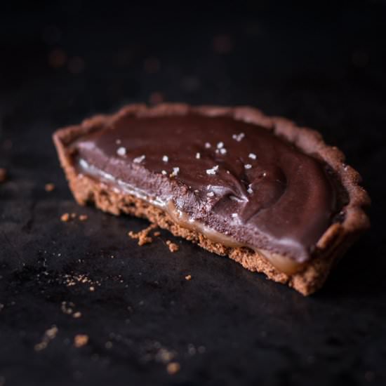Chocolate Caramel Tarts - Recipe photo by bakenoir
