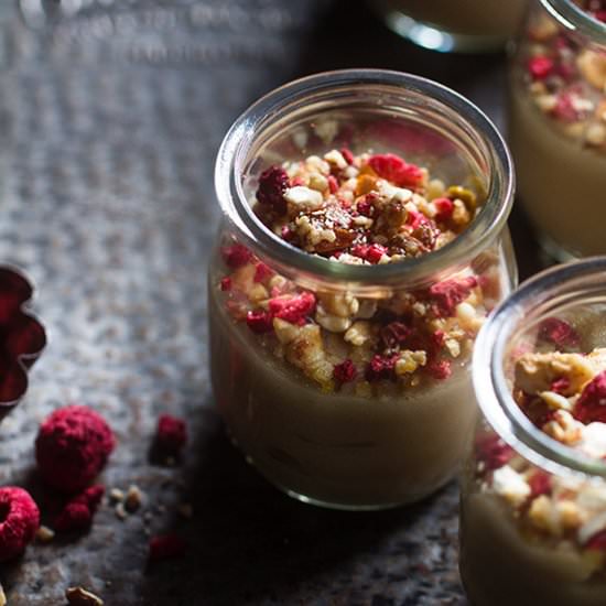 Cashew Pudding with Raspberry Granola - Recipe photo by BakersRoyale