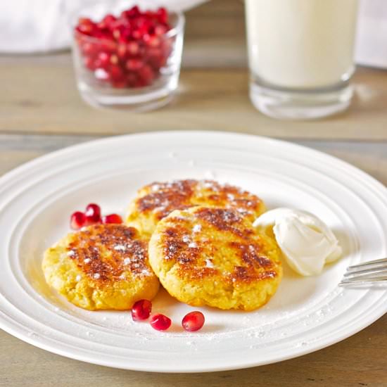 Russian Farmers Cheese Pancakes - Recipe photo by Beets and Bones blog