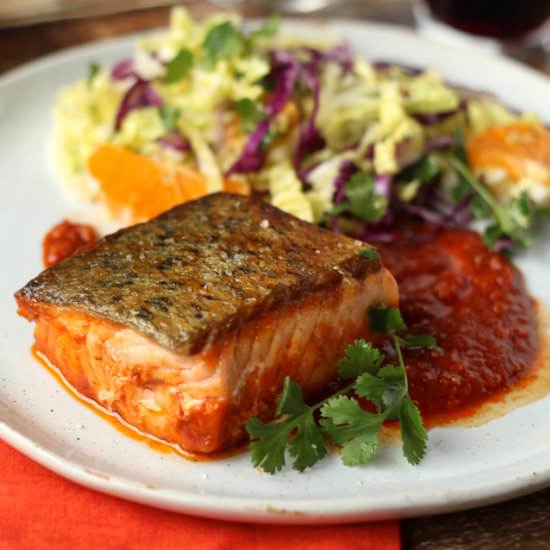 Salmon In Chraimeh Sauce - Recipe photo by borrowedsalt