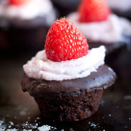 Mini Mocha Cupcakes (GF, V) - Recipe photo by OurFourForks