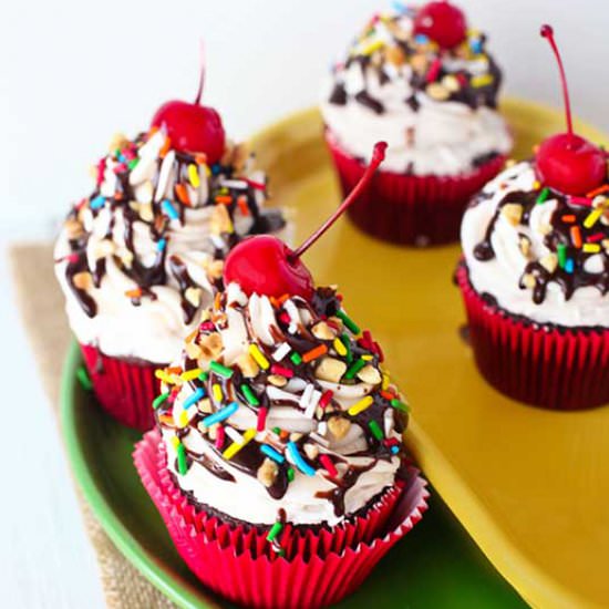 Hot Fudge Sundae Cupcakes - Recipe photo by picsandpastries