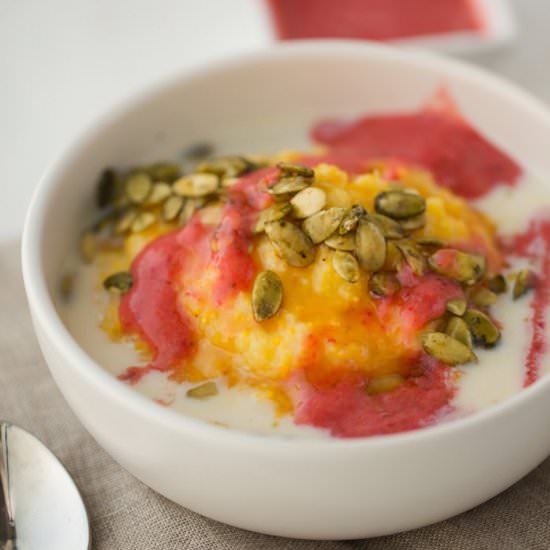 Polenta Grits Hot Cereal - Recipe photo by LunchboxBunch