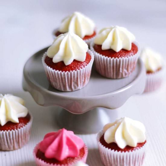 Mini Beet Root Red Velvet Cupcakes - Recipe photo by baketotheroots