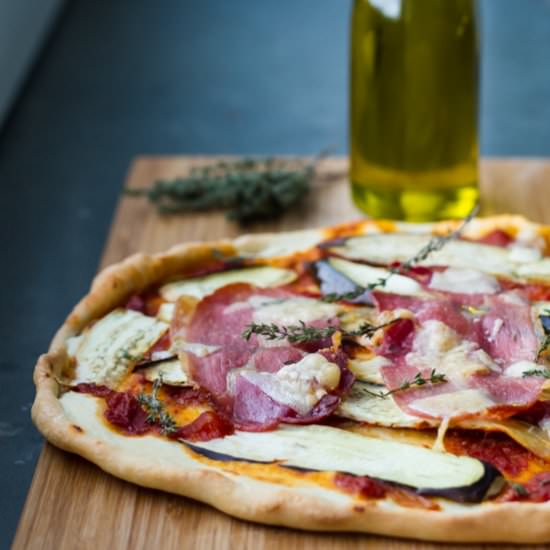 Eggplant Pizza with Prosciutto - Recipe photo by HaveAnotherBite