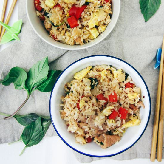 Pork and Thai Basil Fried Rice - Recipe photo by baconeggcheesecake