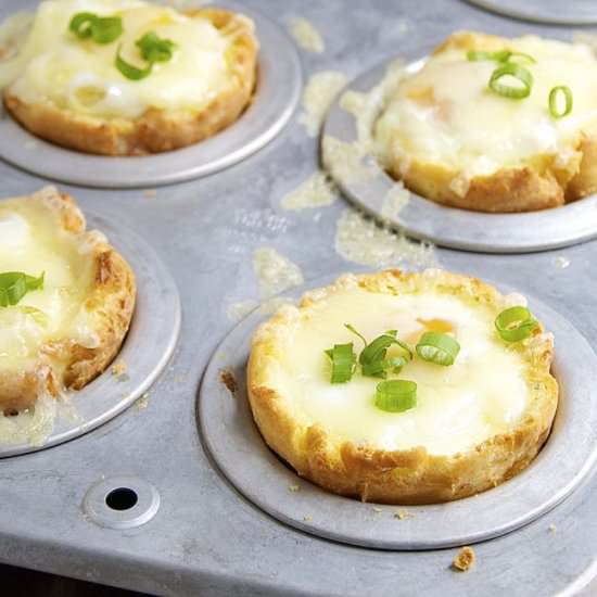 Cheesy Gougère Baked Eggs - Recipe photo by PinchandSwirl