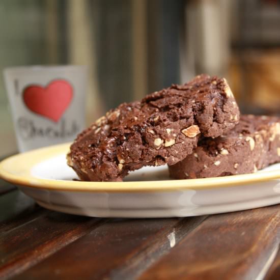 Chocolate Almond Biscotti - Recipe photo by The Desserted Girl