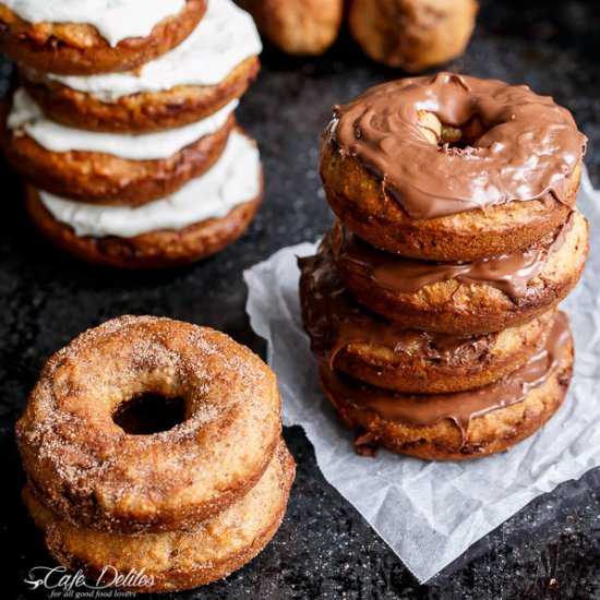 Nutella Stuffed Baked Banana Donuts - Recipe photo by Cafe Delites
