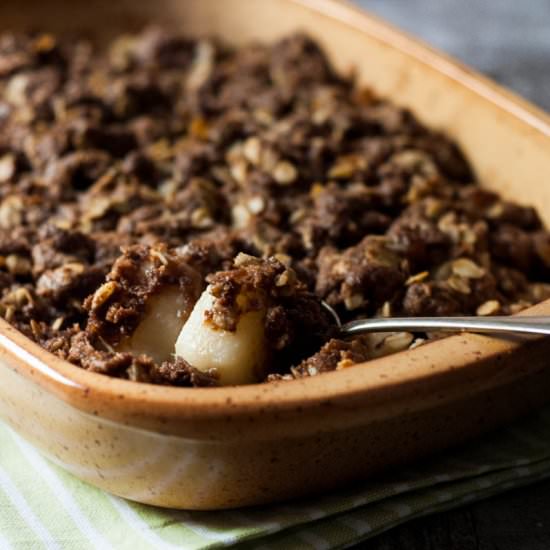 Chocolate Ginger Pear Crumble - Recipe photo by The Foodie Corner