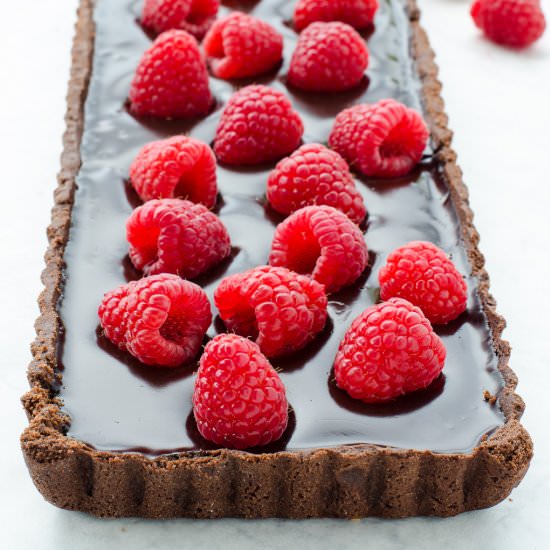 Chocolate Tart with Raspberries - Recipe photo by asweetmuddle