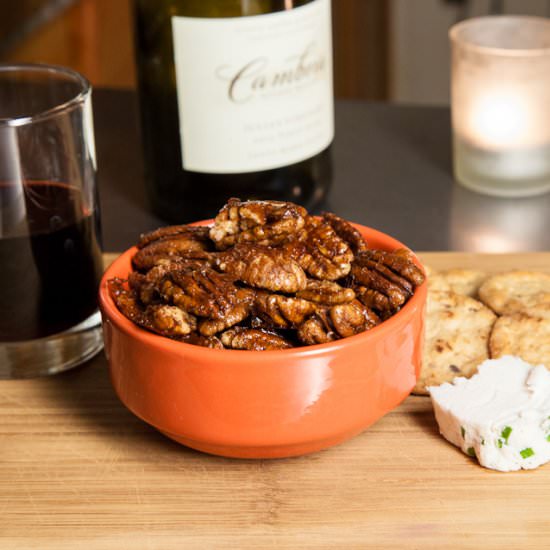 Vegan Smokey Maple Roasted Pecans - Recipe photo by vegan video pantry