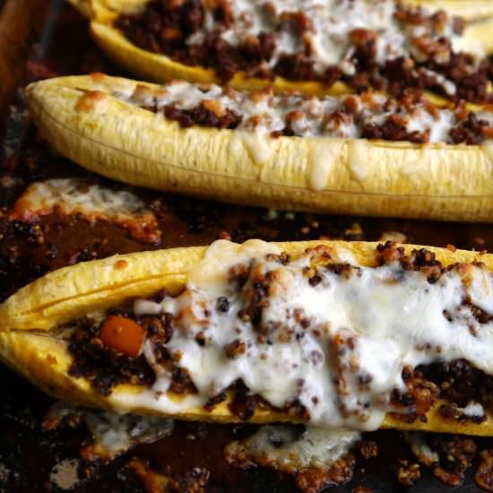 Quinoa Stuffed Plantains - Recipe photo by NY Foodgasm