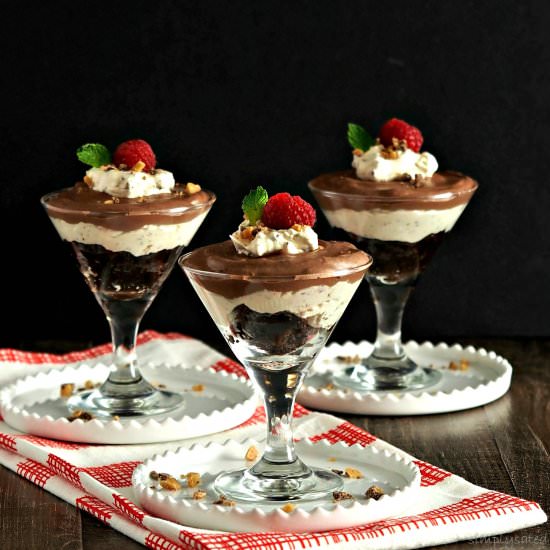 Tipsy (or not) Brownie Parfaits - Recipe photo by simply sated