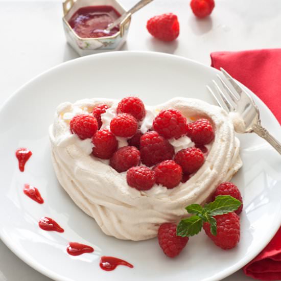 Meringue Hearts with Fresh Berries - Recipe photo by What A Girl Eats