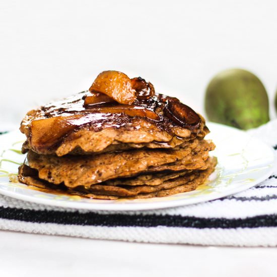 Vegan Caramelized Pear Pancakes - Recipe photo by iamchef