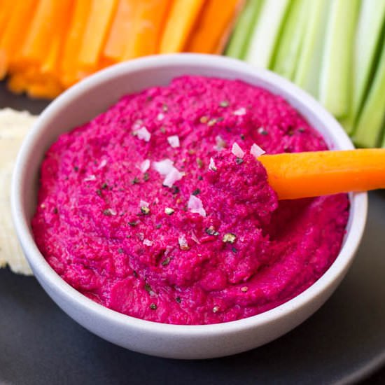 Beetroot Hummus - Recipe photo by Frankiesfeast