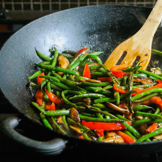 Stir-Fried Green Beans & Shiitake - Recipe photo by beyondmeresustenance