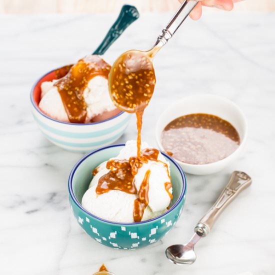 Sesame Salted Caramel Sauce - Recipe photo by garnishwithlemon