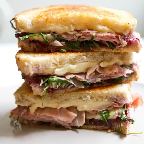 Toasted Ham Brie & Berry Sandwiches - Recipe photo by littlemarketkitchen