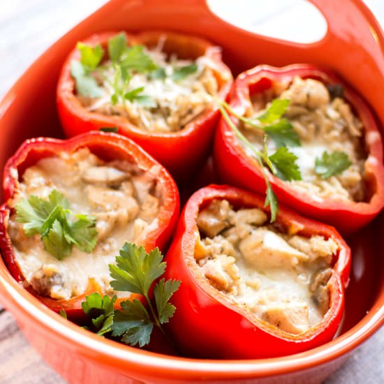 Crockpot Stuffed Red Peppers - Recipe photo by slowcookergourmet
