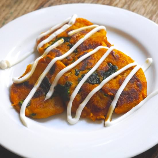 Sweet Potato & Spinach Pancakes - Recipe photo by thealexproject