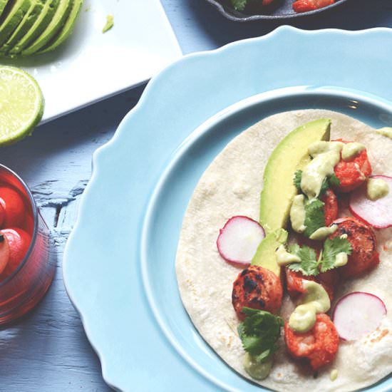 Tandoori Shrimp Tacos - Recipe photo by notacurry.com