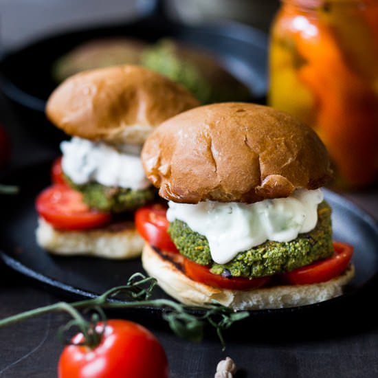 Falafel Burger - Recipe photo by Feasting at Home
