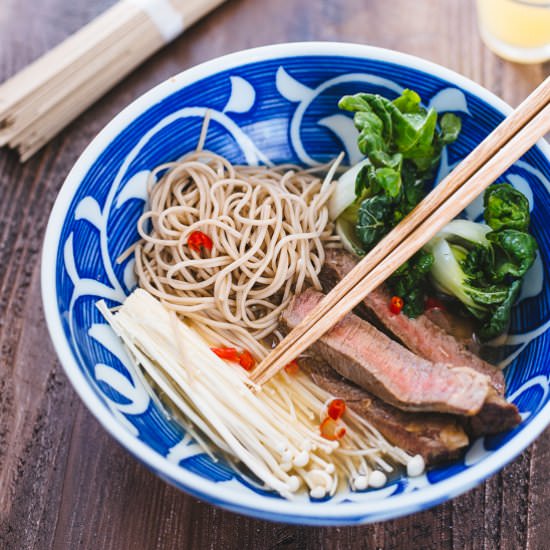 Soba Noodle Broth Bowl - Recipe photo by theblondechef
