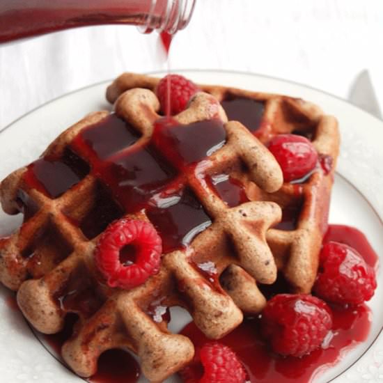 Chocolate Waffles and Raspberry - Recipe photo by foodlovinfamily