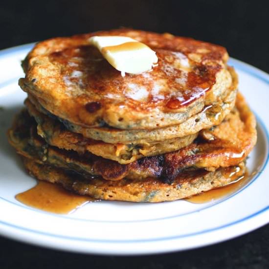 Blueberry Cornmeal Pancakes - Recipe photo by Recipe Fiction